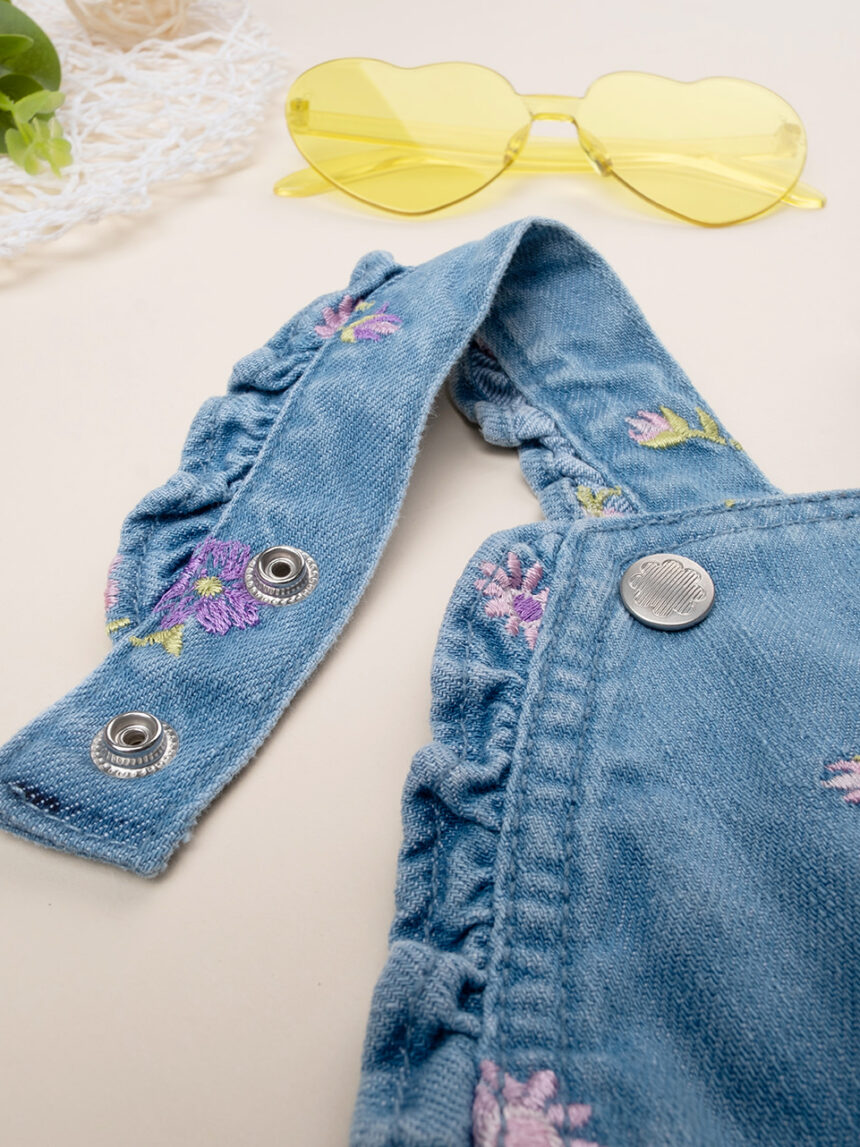 Pinafore bimba in denim fiori allover - Prénatal