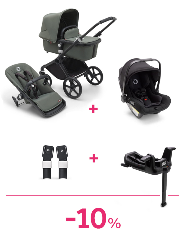 Bugaboo fox cub black/forest green + seggiolino turtle air + adattatori + base isofix ad un prezzo speciale - Bugaboo