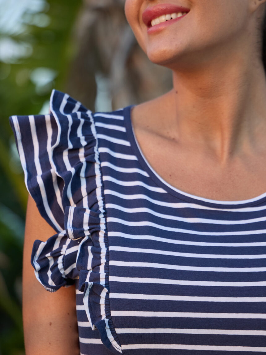 T-shirt allattamento a righe blu e bianche - Prénatal