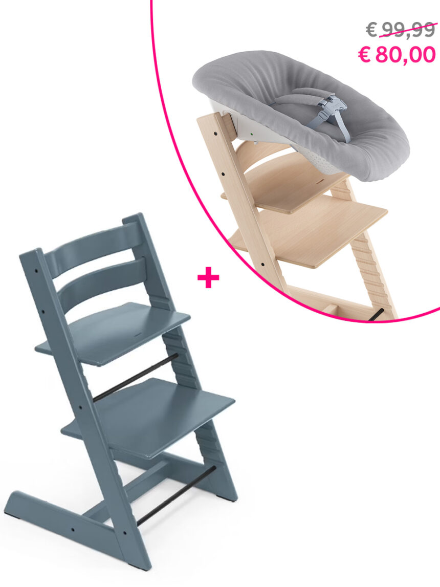 Tripp trapp fjord blue stokke + newborn set a un prezzo speciale - Stokke