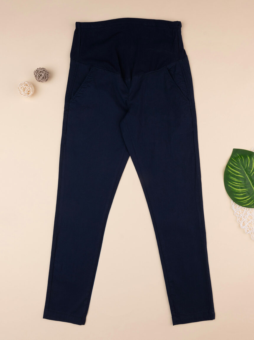Pantaloni blu premaman in popeline leggero - Prénatal
