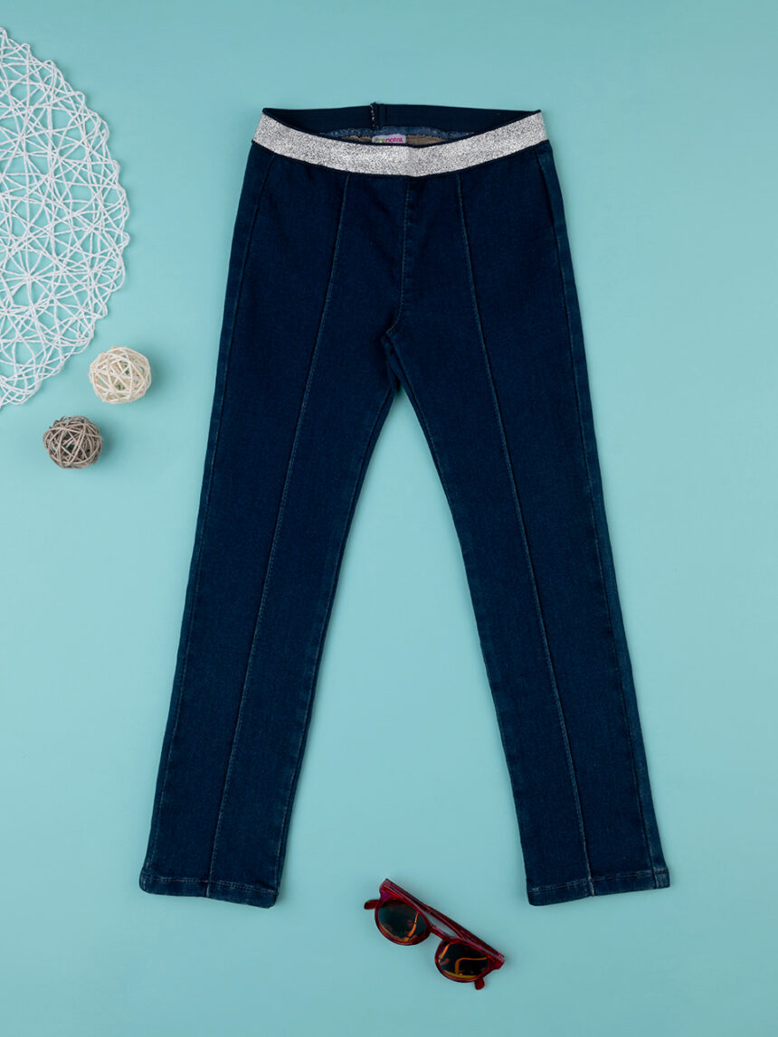 Pantaloni lunghi bambina blu con piping - Prénatal