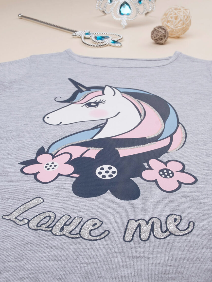 T-shirt grigia maniche corte bambina - Prénatal