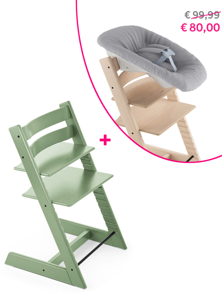 Tripp trapp moss green stokke + newborn set a un prezzo speciale - Stokke