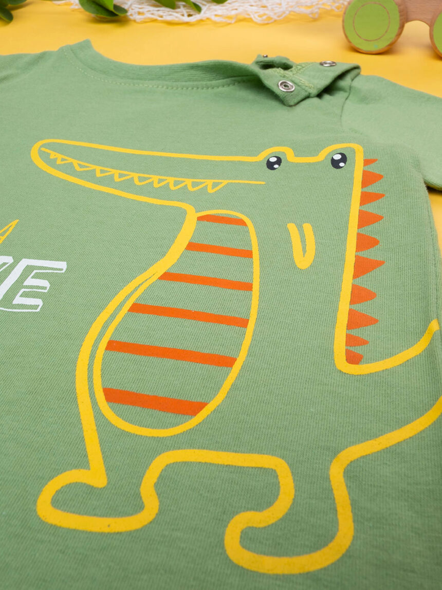 T-shirt bimbo verde "dinosauri" - Prénatal