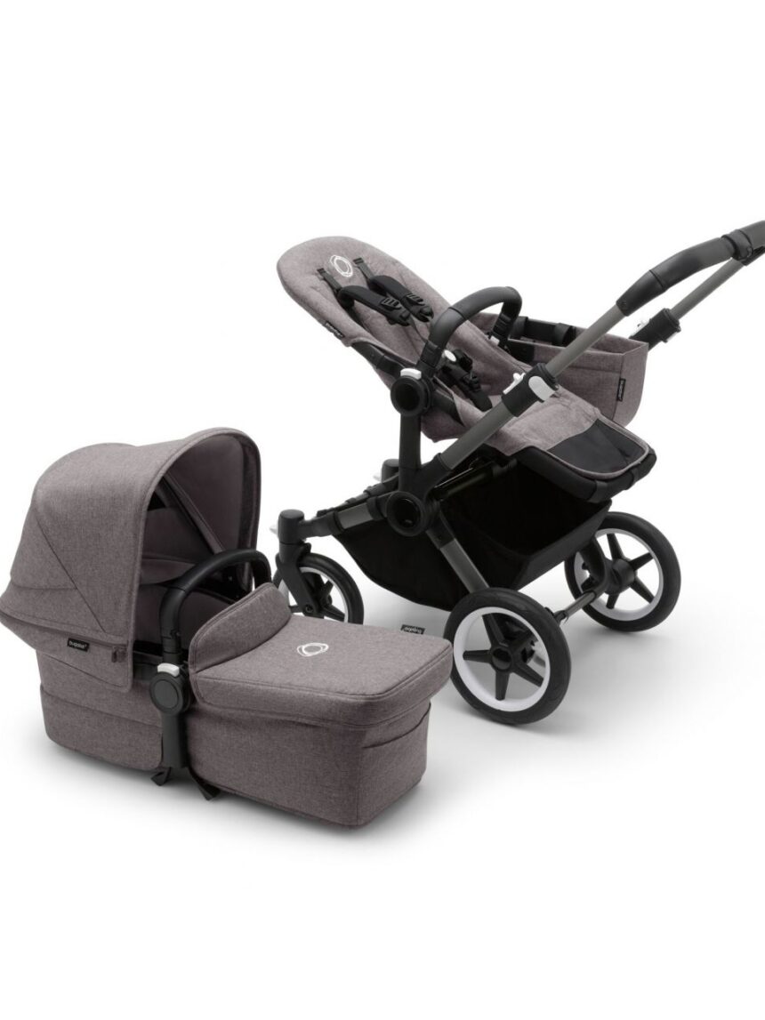 Bugaboo donkey 5 mono navicella e passeggino telaio graphite, tessuti e cappottina grey melange - Bugaboo