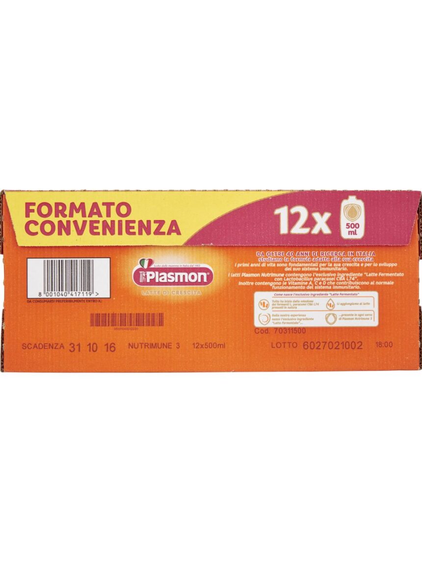 Latte plasmon nutri-mune stage 3 – 12 x 500 ml - Plasmon