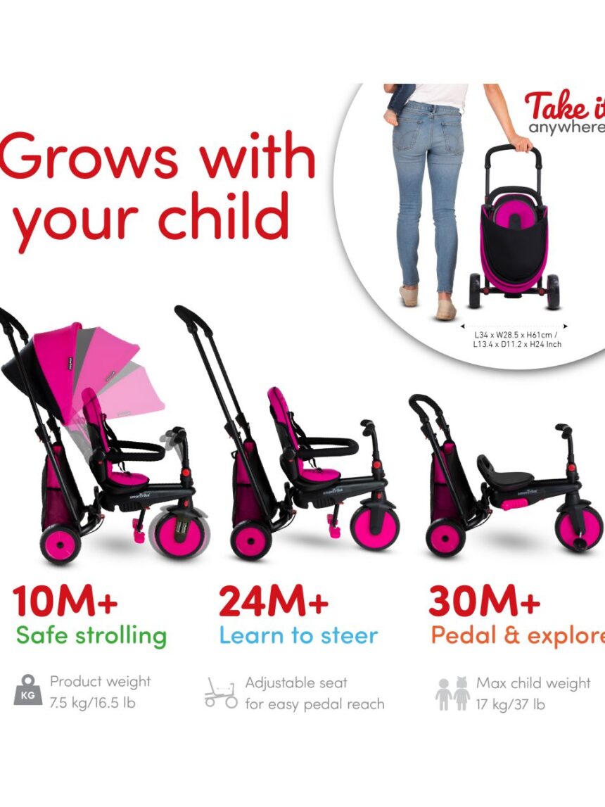 Smartrike str3 folding 6 in 1 rosa - SmarTrike