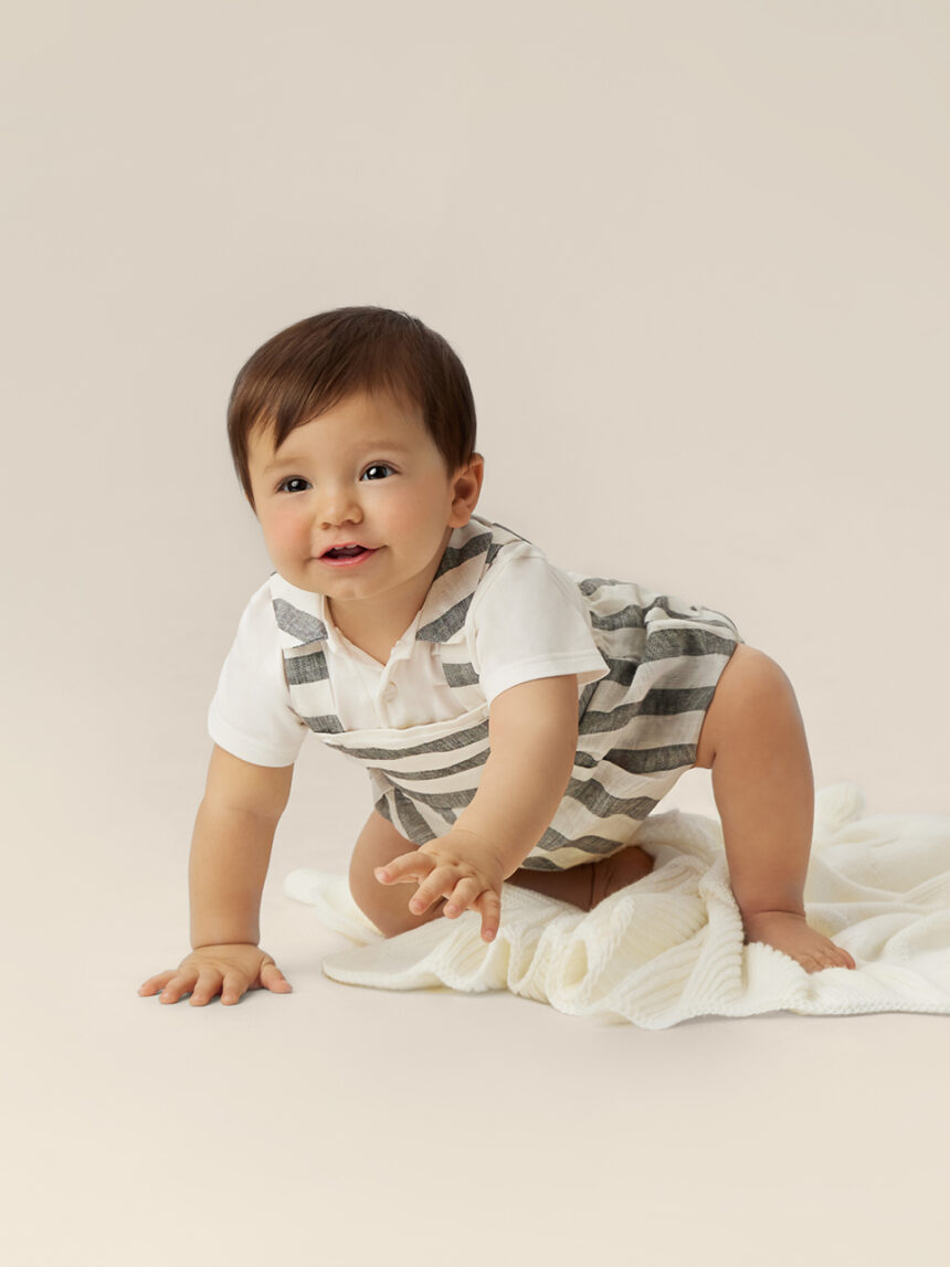 Completo per neonato t-shirt e salopette a righe - Prénatal