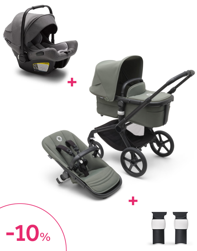 Bugaboo fox 5 complete black/forest green + seggiolino turtle air + adattatori ad un prezzo speciale - Bugaboo