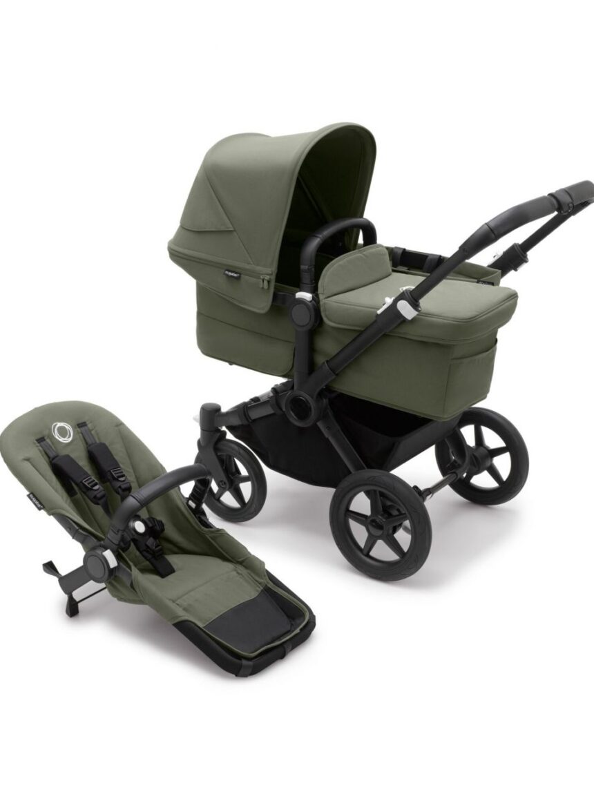 Bugaboo donkey 5 mono navicella e passeggino telaio nero, tessuti e cappottina forest green - Bugaboo