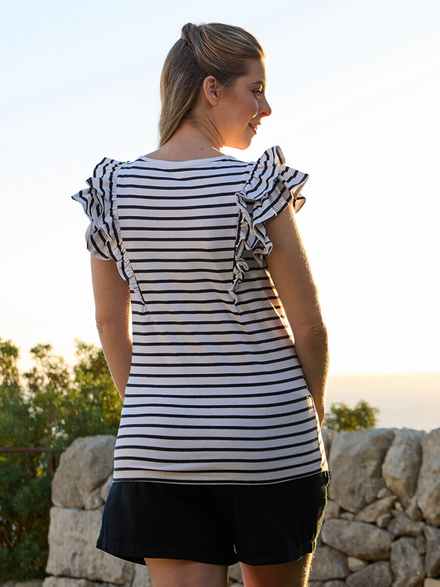 T-shirt allattamento a righe bianche e nere - Prénatal