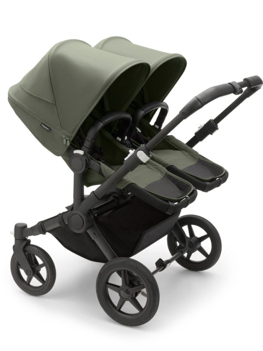 Bugaboo donkey 5 gemellare navicella e passeggino telaio nero, tessuti e cappottina forest green - Bugaboo