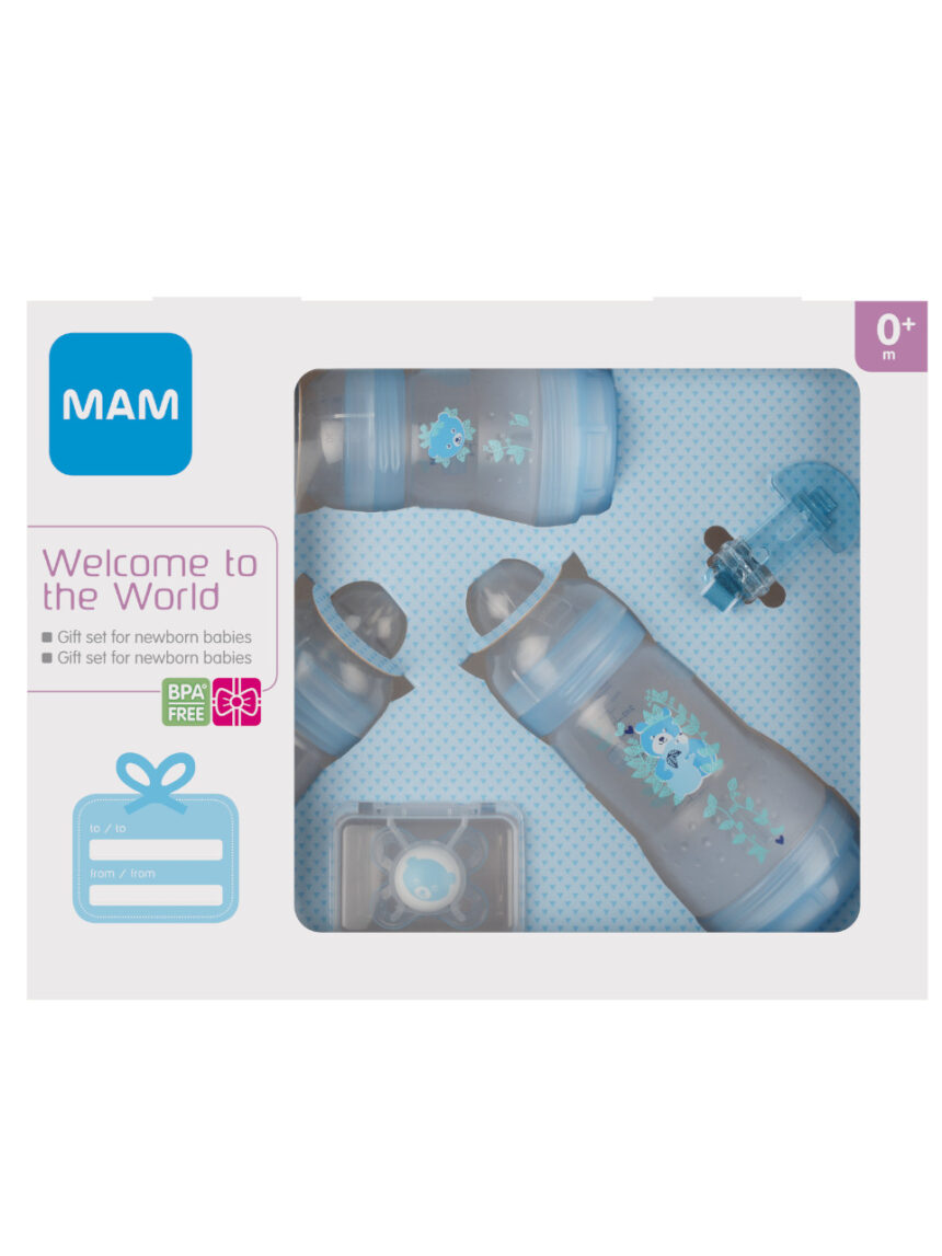 Welcome to the world confezione regalo azzurro - Mam