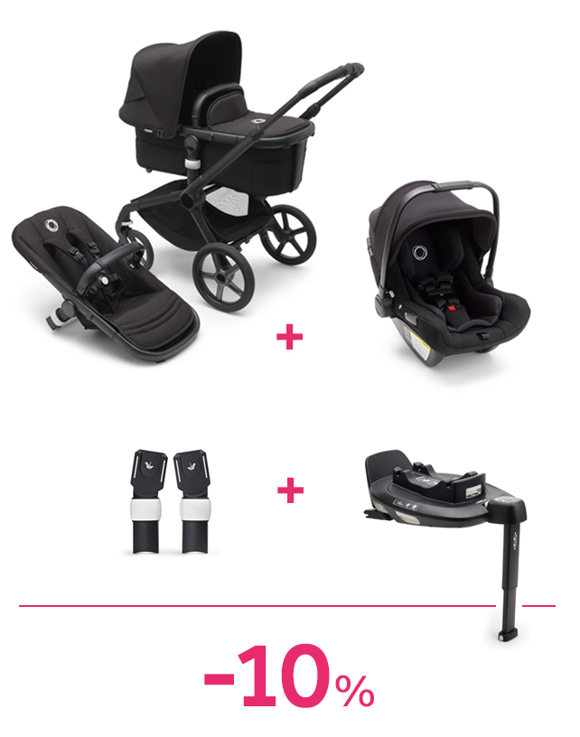 Bugaboo fox 5 complete black/midnight black + seggiolino turtle air + adattatori + 360 base ad un prezzo speciale - Bugaboo