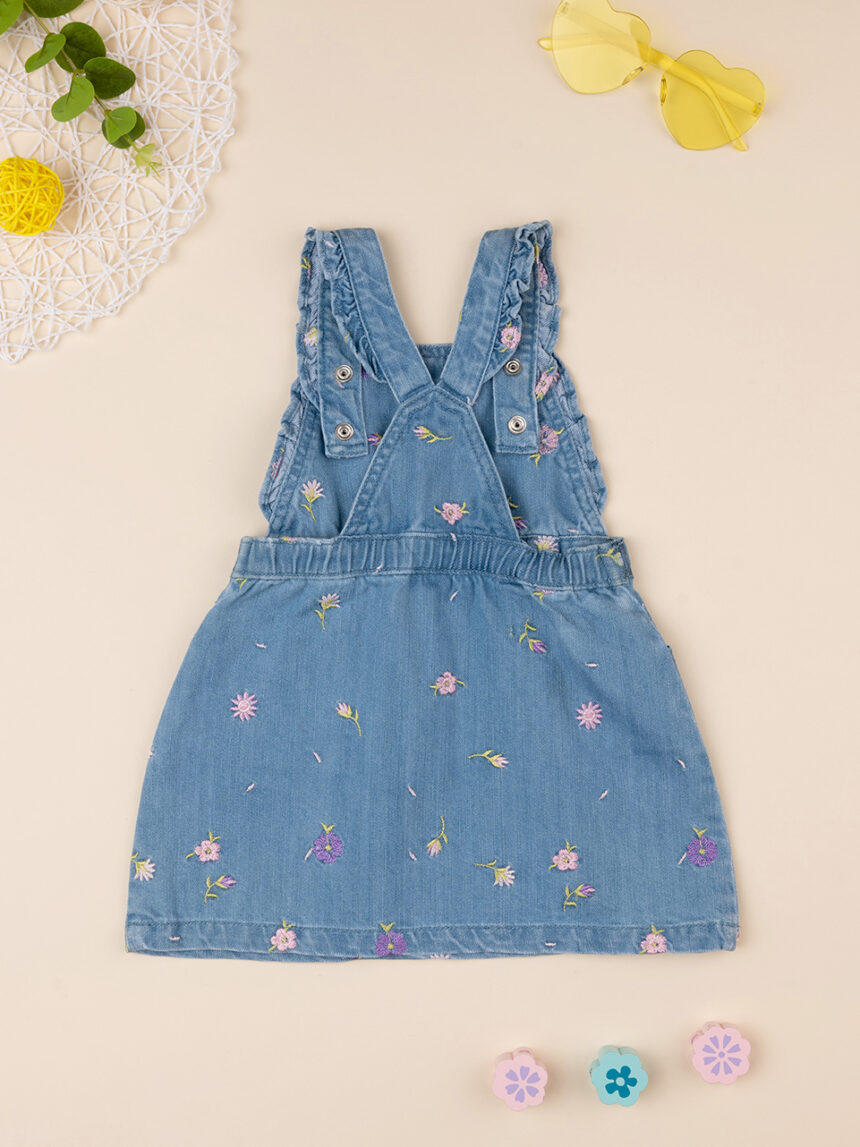 Pinafore bimba in denim fiori allover - Prénatal