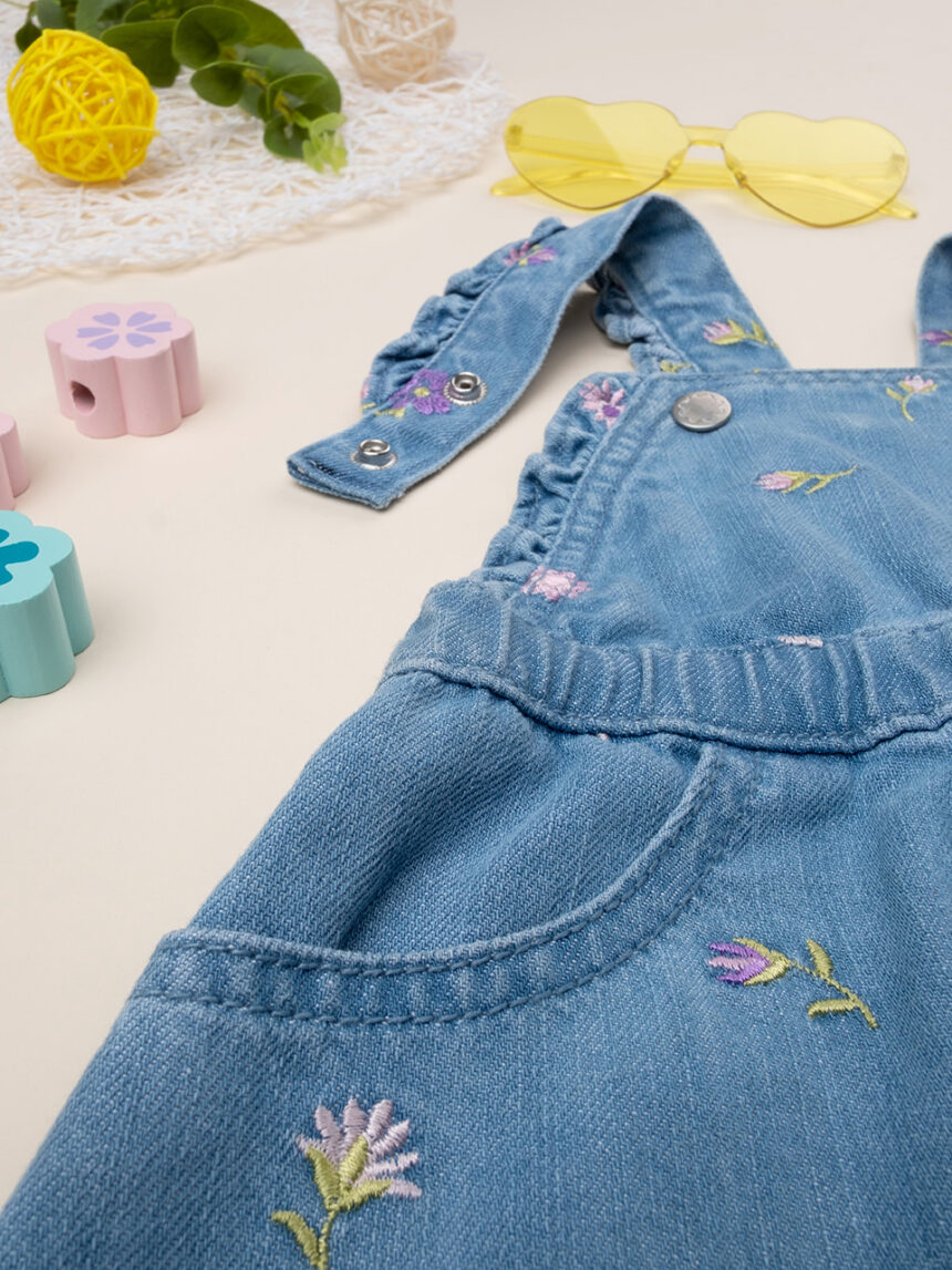 Pinafore bimba in denim fiori allover - Prénatal