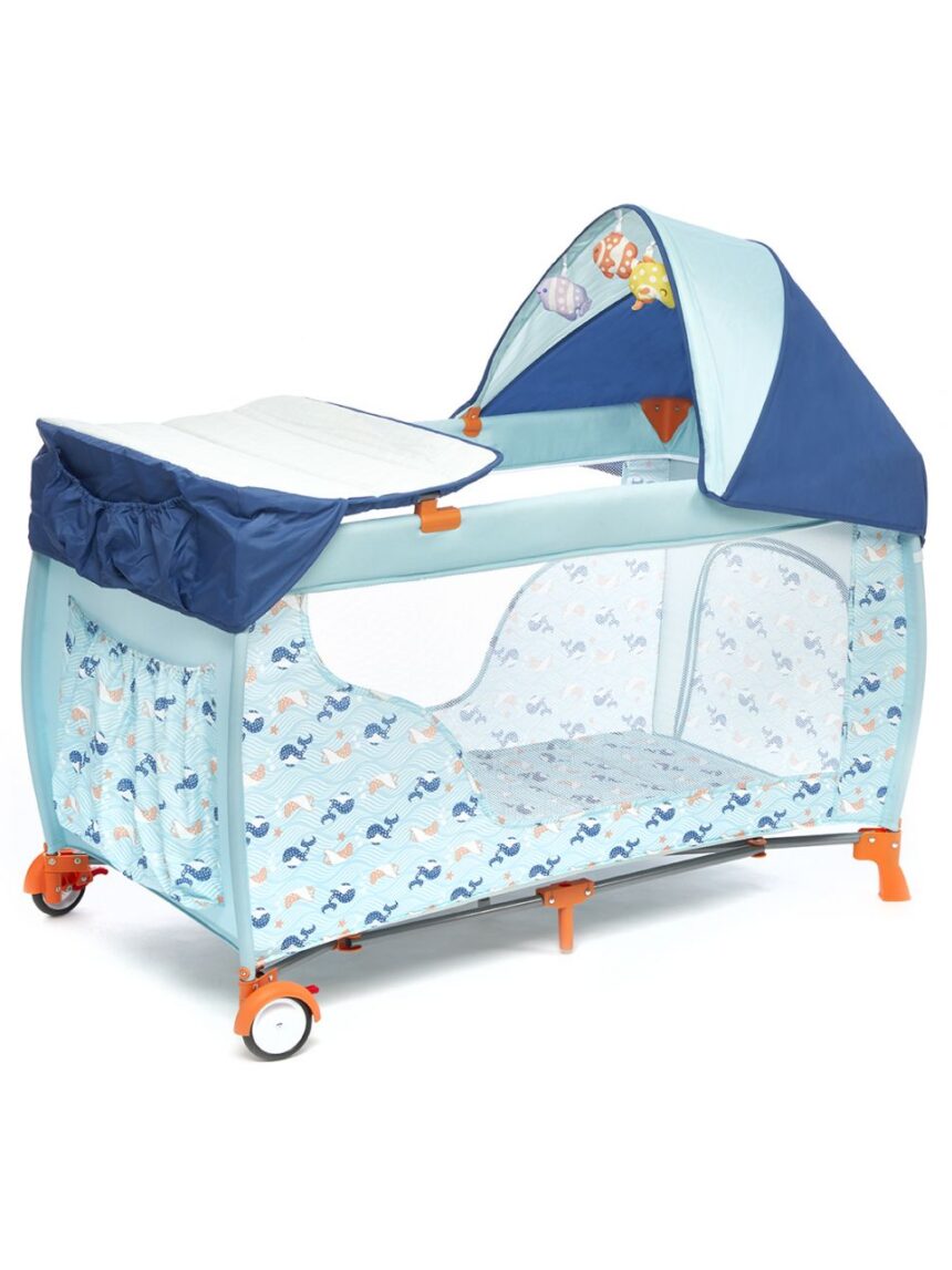 Lettino da viaggio deluxe ocean pesciolini blue - Giordani