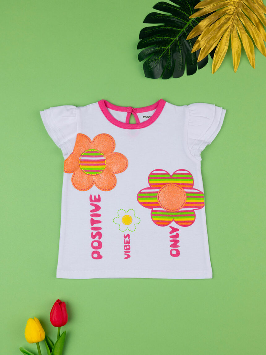 T-shirt bimba bianca/rosa - Prénatal