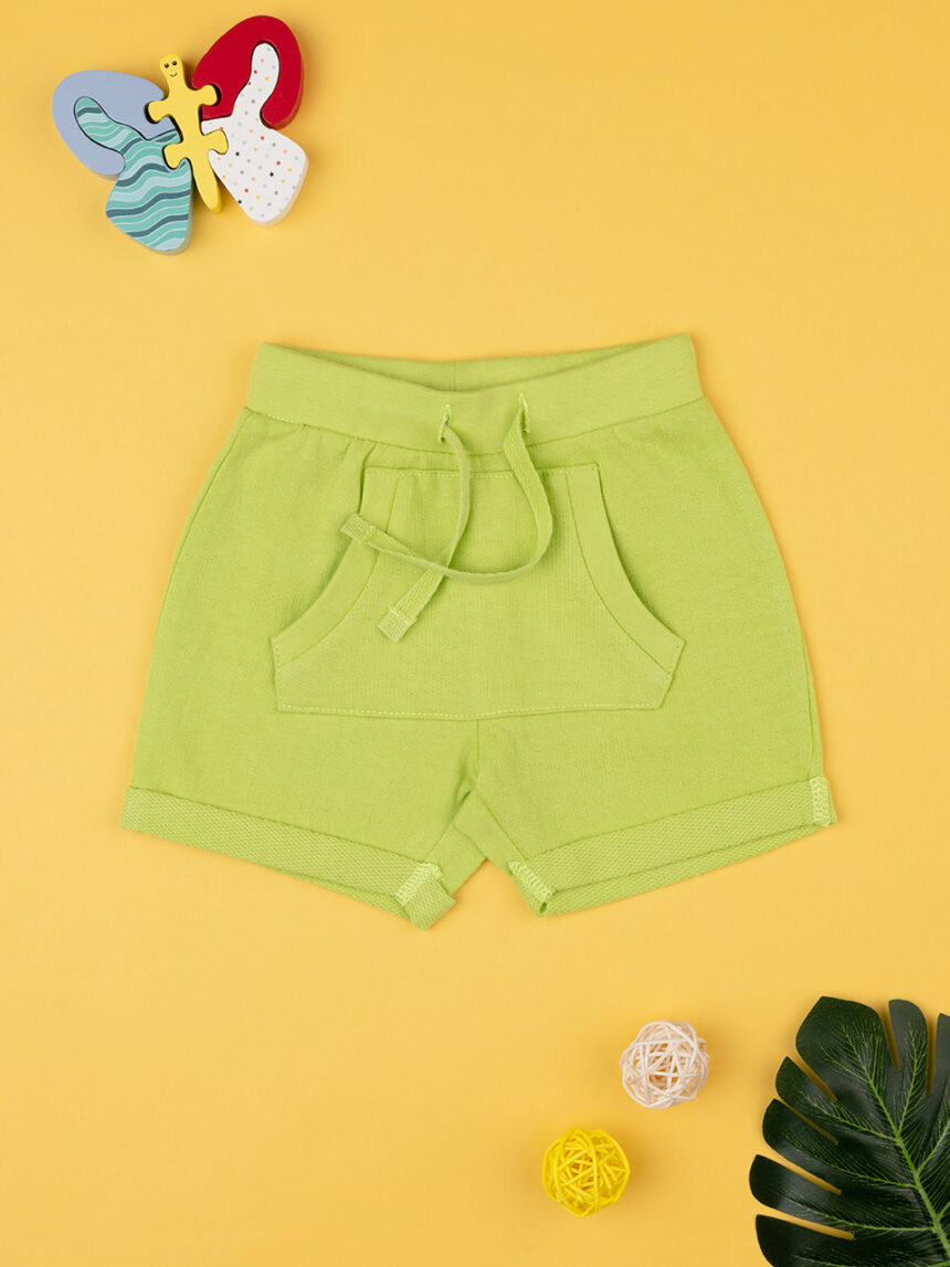 Bermuda bimbo verdi in felpina con tasca - Prénatal