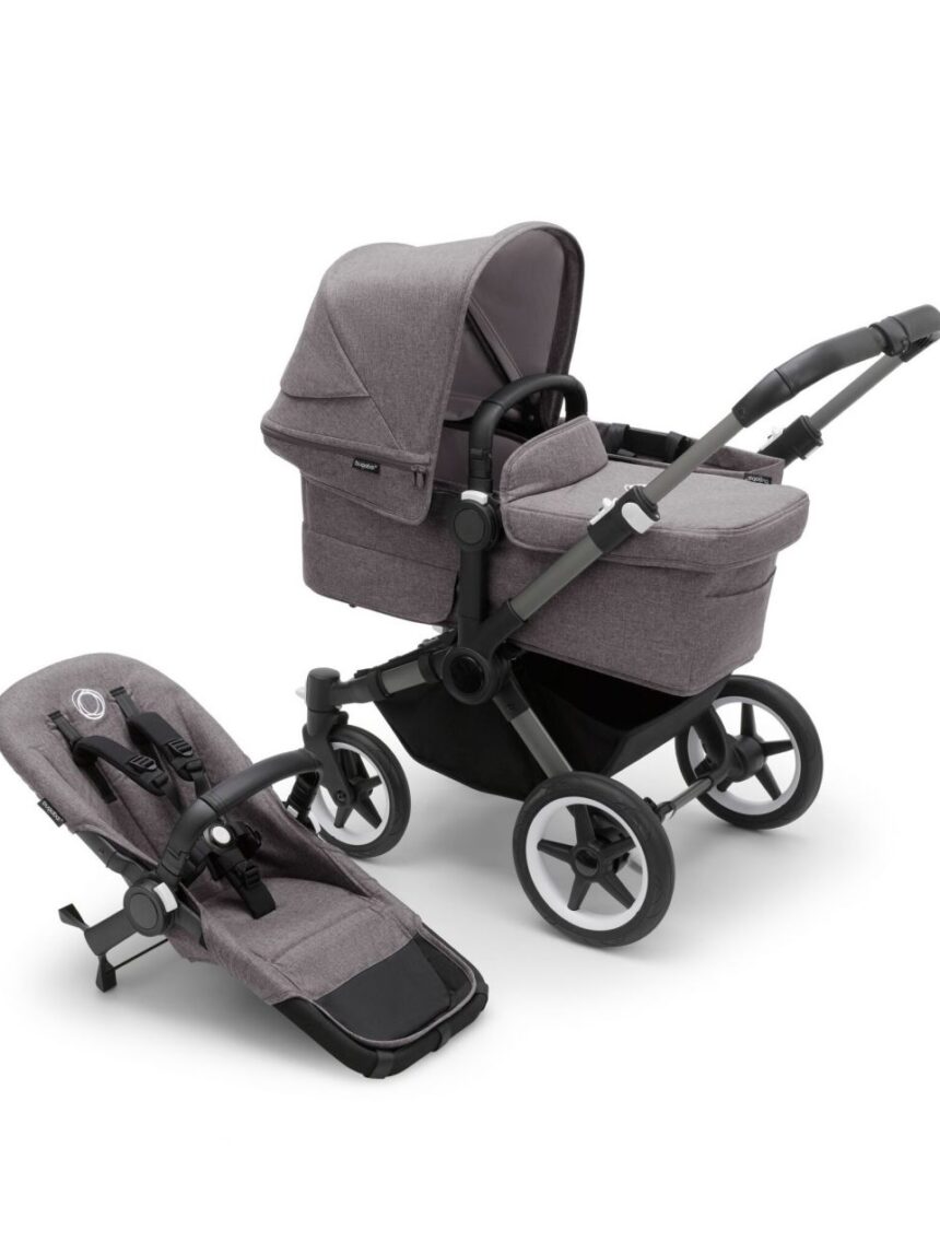 Bugaboo donkey 5 mono navicella e passeggino telaio graphite, tessuti e cappottina grey melange - Bugaboo