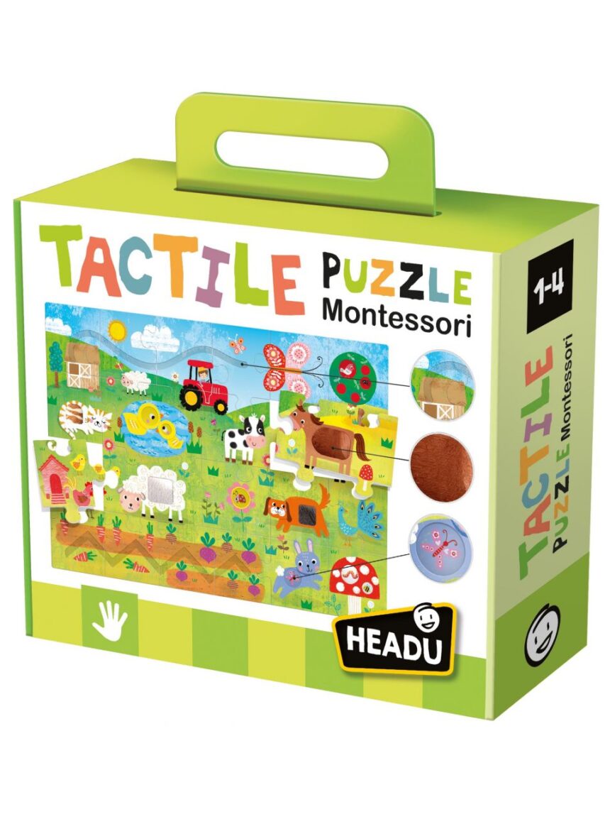 Tactile puzzle montessori. gioco multiattività per i più piccoli 1/4 anni - headu - Headu