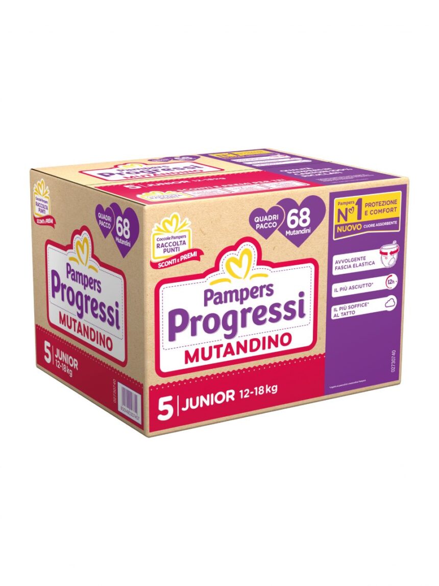 Progressi mutandino taglia 5 junior quadri pacco x68 - pampers - Pampers