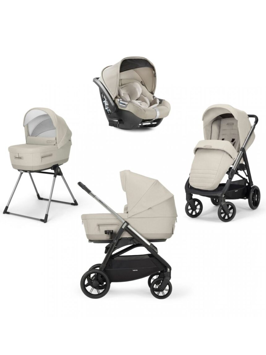 Aptica system quattro colore cashmere beige con telaio nero e seggiolino auto cab - Inglesina
